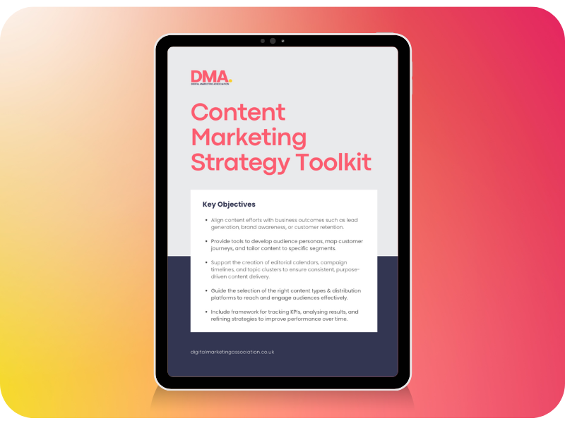 Front page cover of a content marketing strategy example including a template and definitions.