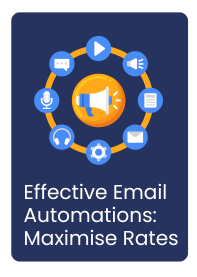 Front page of an ebook titled effective email automations: maximise rates.