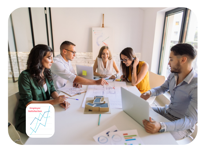 Employers and apprentices collaborating on projects, showcasing the workplace benefits of Marketing Apprenticeships.